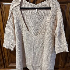 Free People Off-the-Shoulder Creamy Peach Color Sweater